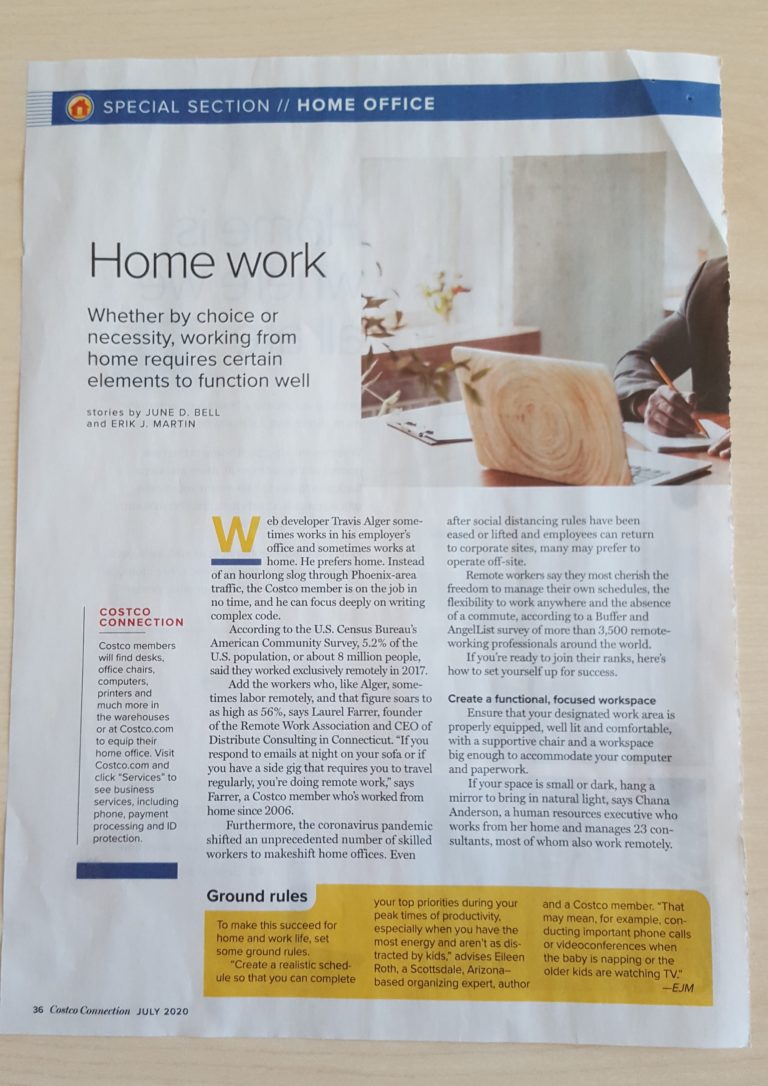 I am in the Work from Home article – Costco July mag