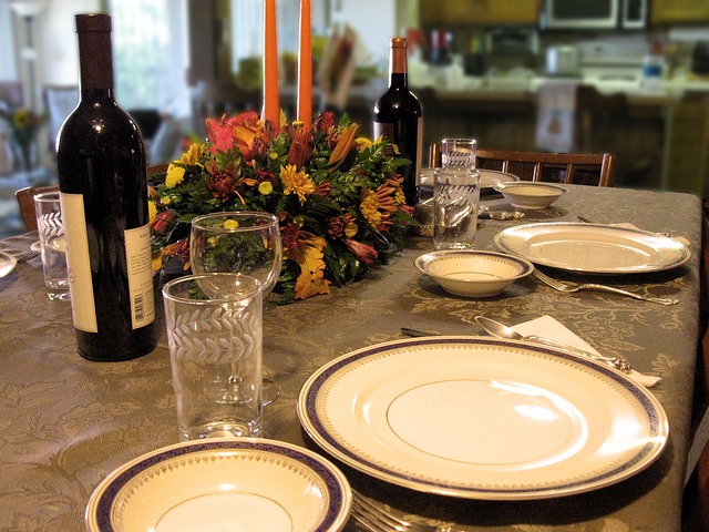 Holiday dinner table setting